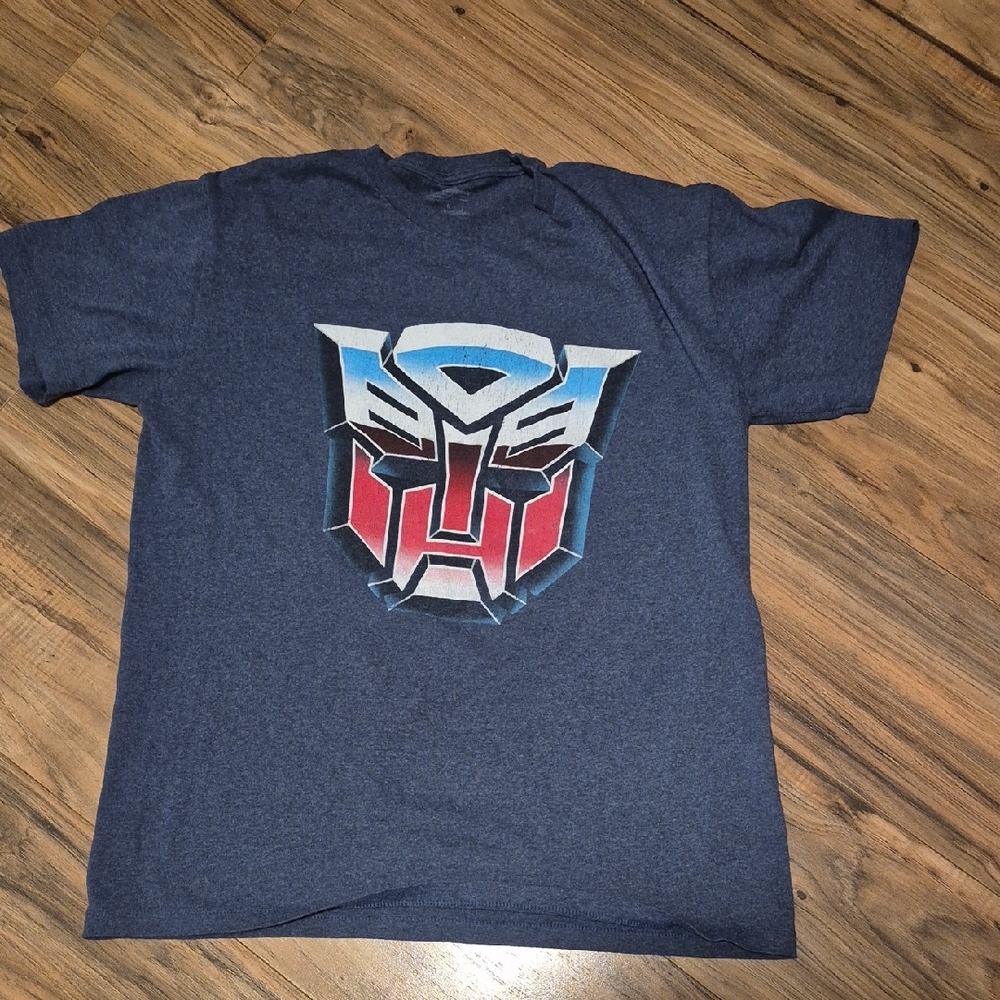 Blue Graphic T-Shirt with Red and Blue Design